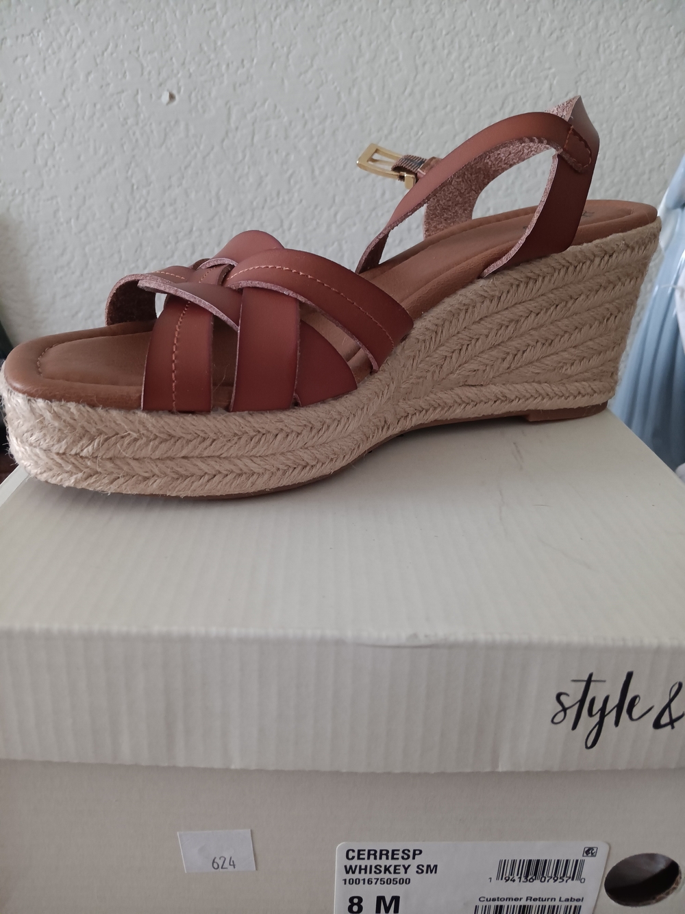 Whiskey Brown Wedge Sandal with Espadrille Platform